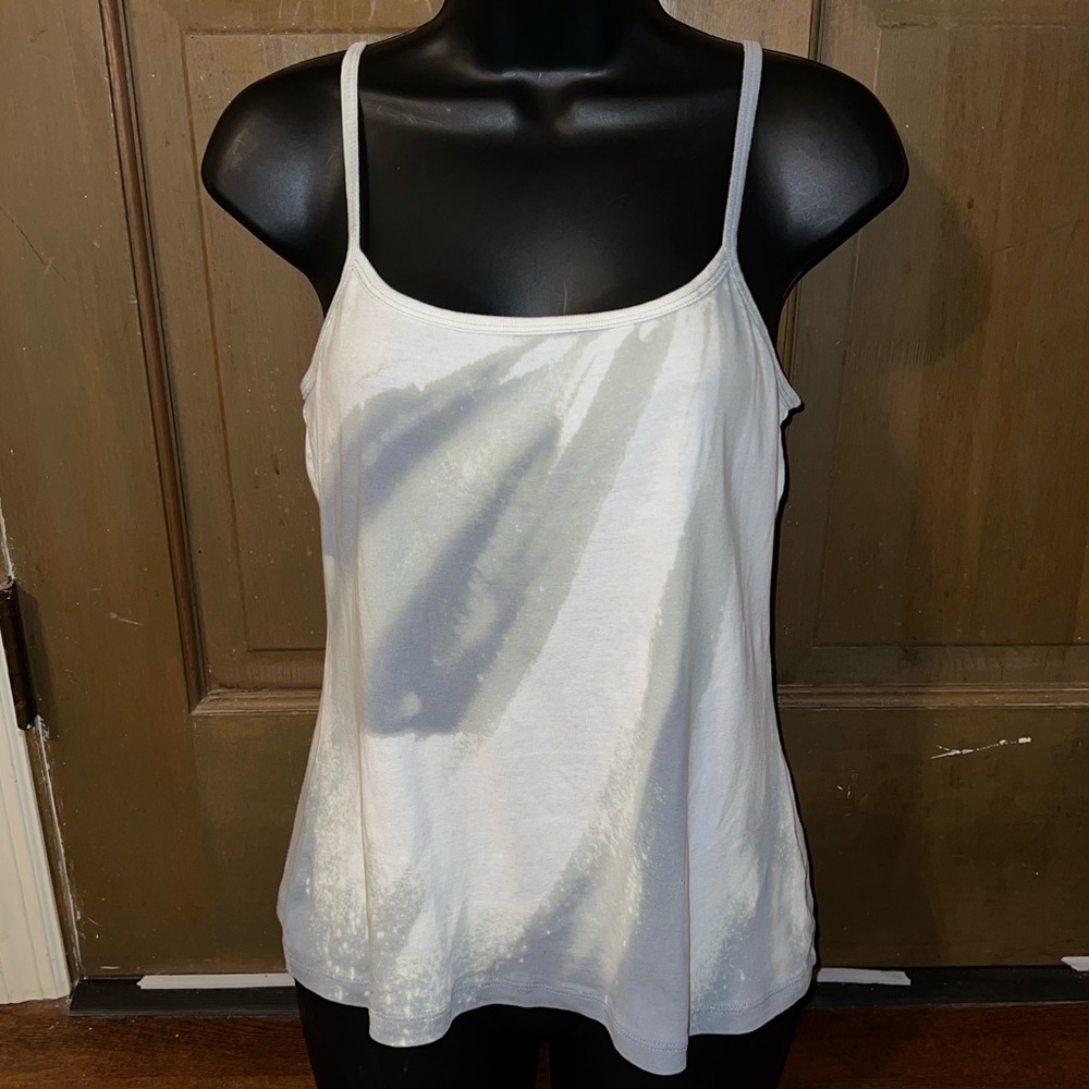 Sonoma Custom Tie Dyed Gray & White Camisole Adjustable Cotton Tank Top Size S
